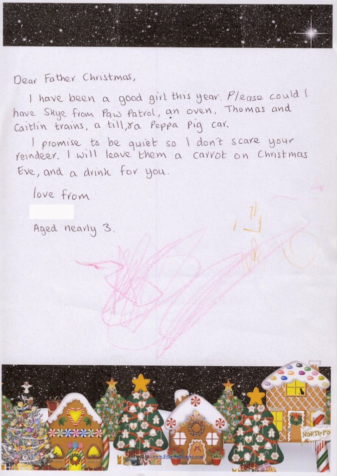 letter, christmas scene